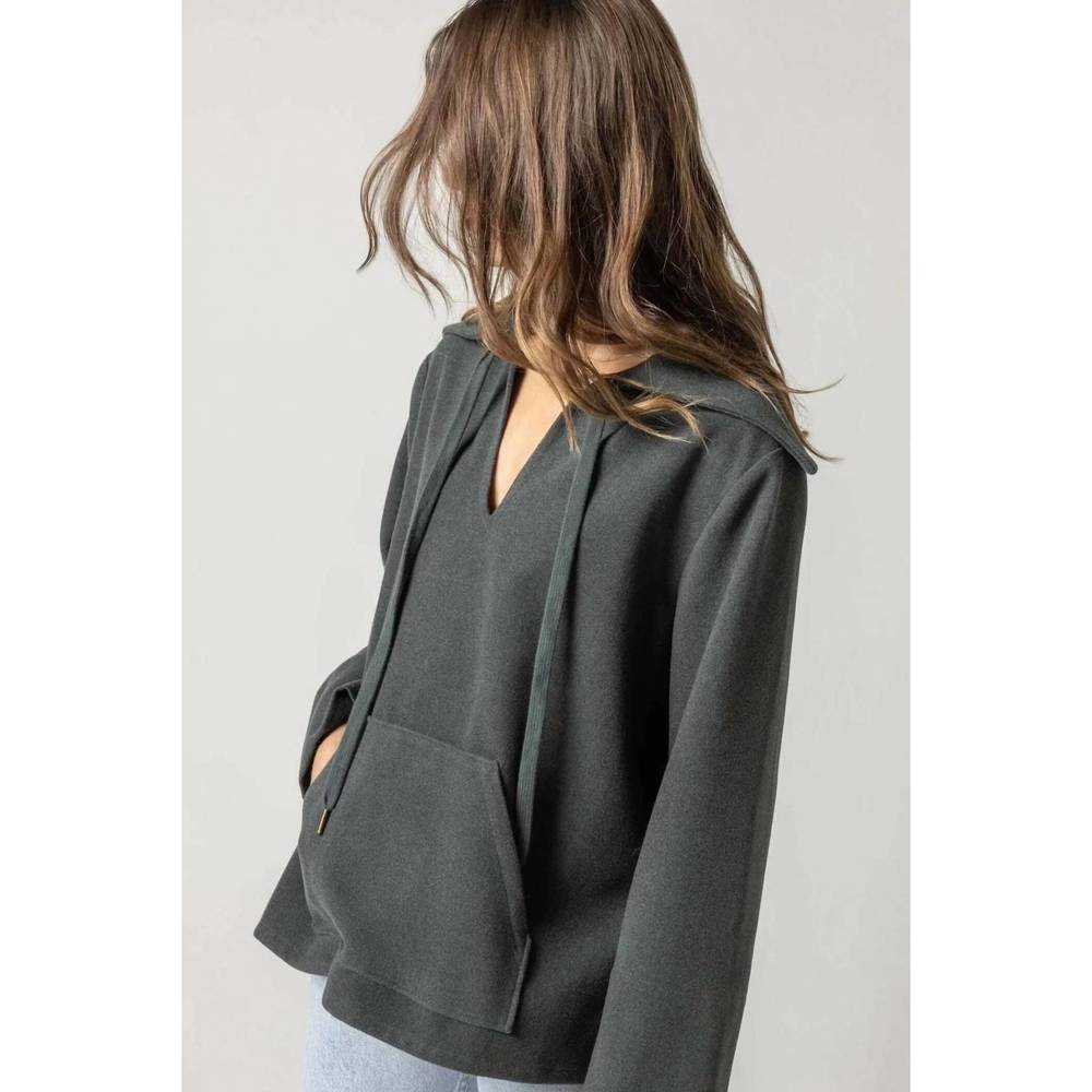 NEW LILLA P full sleeve split neck pullover in mineral - Picture 3 of 4